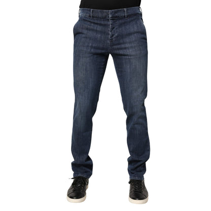 Prada Dark Blue Mid Waist Skinny Fit Men Denim Trouser Jeans