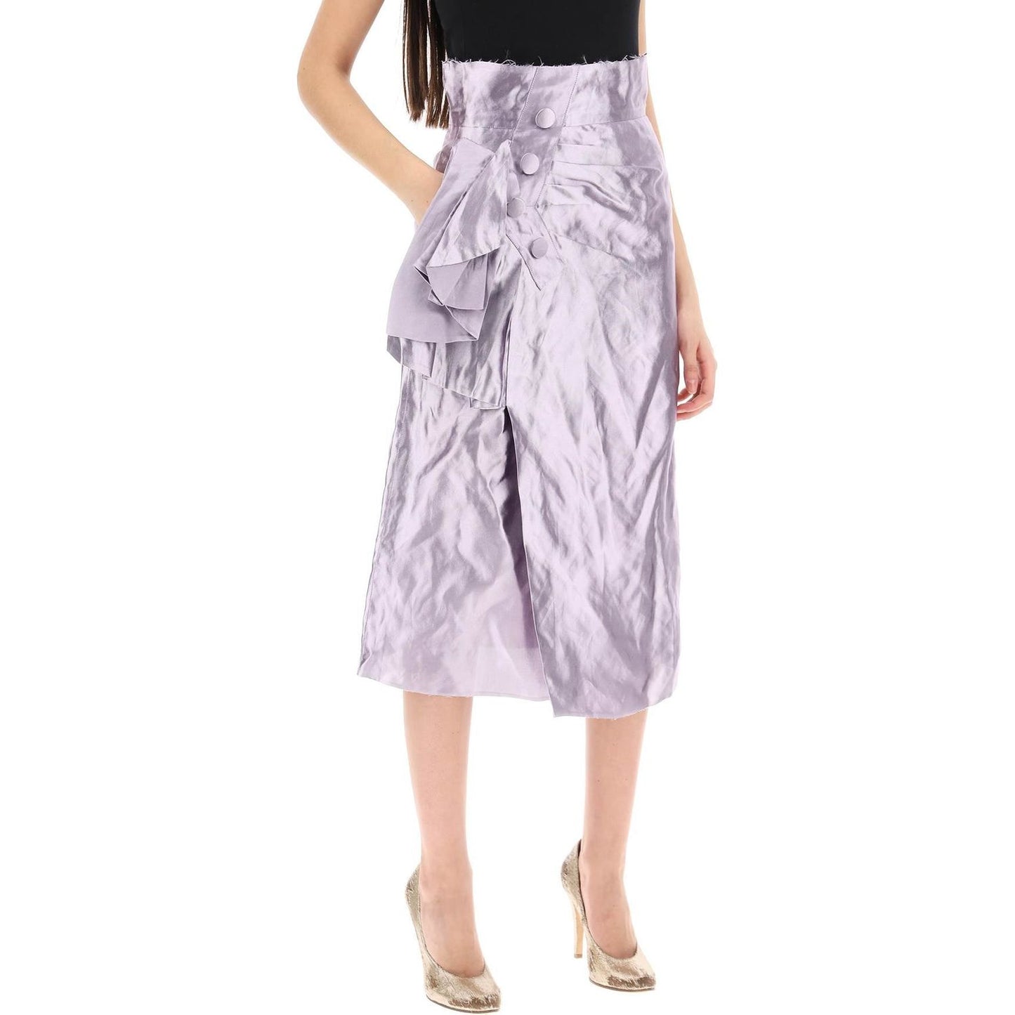 Maison Margiela 'metallic satin midi wrap skirt with Skirts Maison Margiela