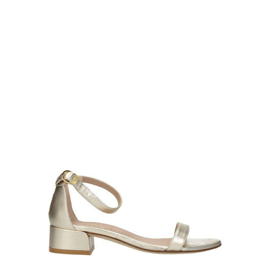 Stuart Weitzman Gold Leather Flat Sandals