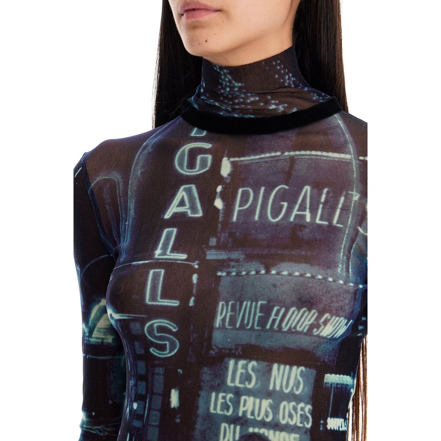 JEAN PAUL GAULTIER "pigalle print tulle top Topwear JEAN PAUL GAULTIER