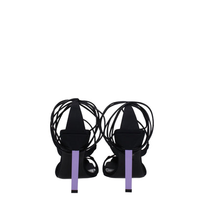 The Attico Black Fabric Stiletto Heel Sandals