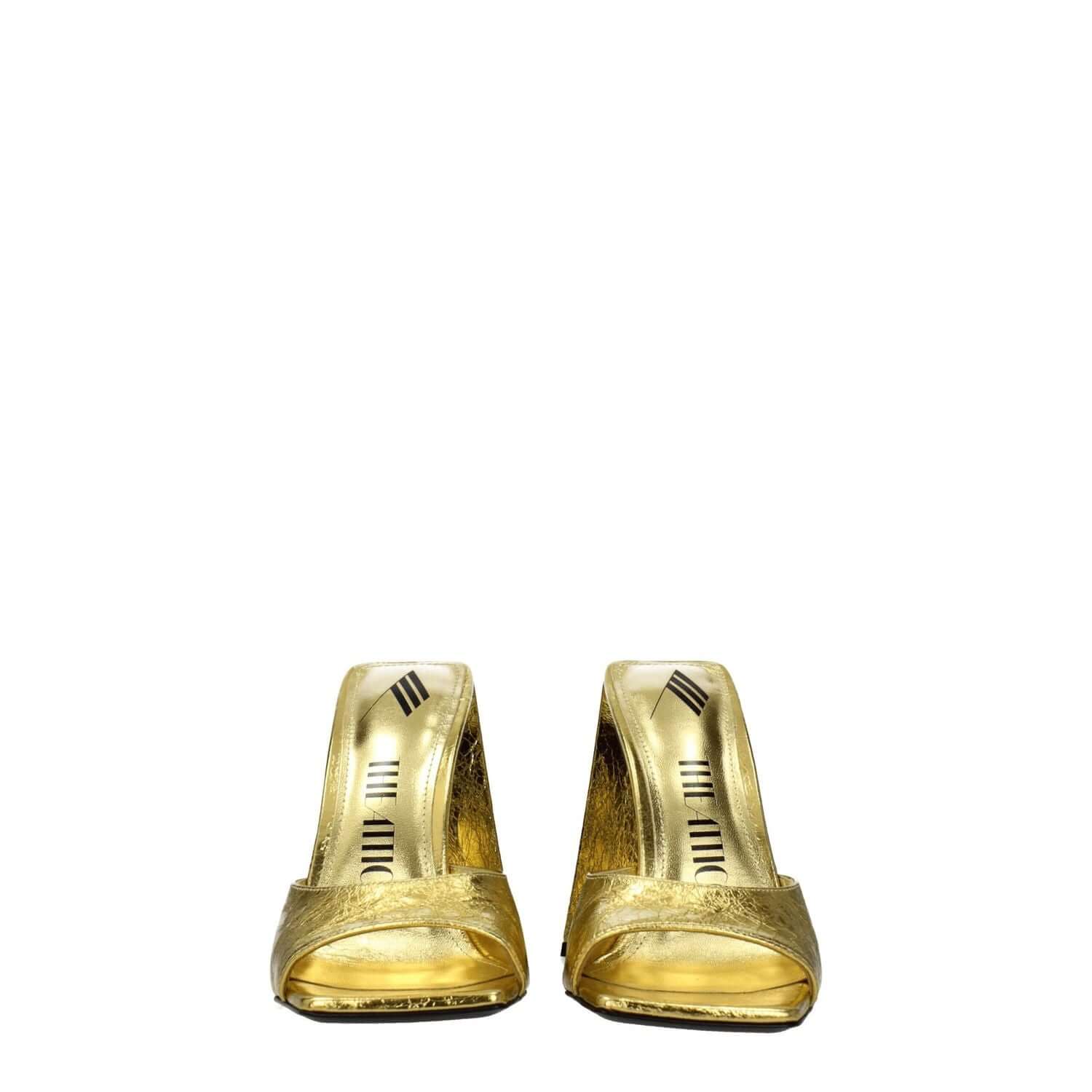 The Attico Gold Leather Platform Sandals