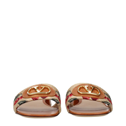 Valentino Garavani Beige Raffia Slippers