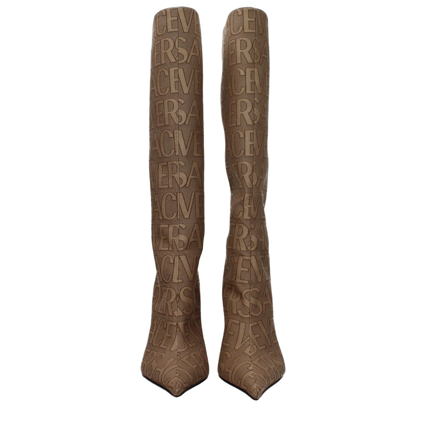 Versace Beige Fabric High Heel Boots