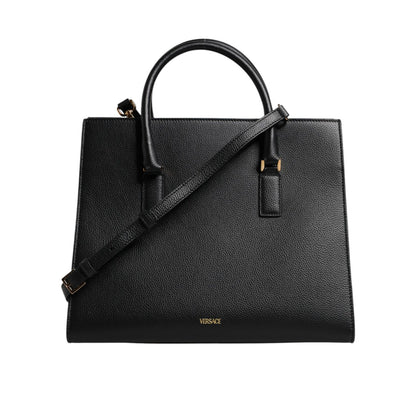 Versace Black Large Leather Top Handle Shoulder Crossbody Bag