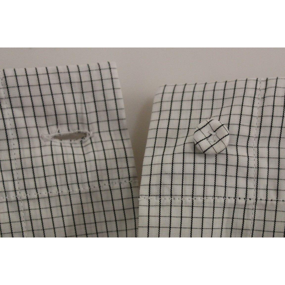 Andrea Incontri | White Checkered Stretch Cotton Shorts | McRichard Designer Brands