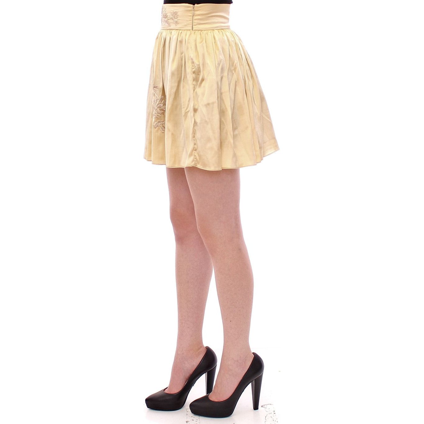 Andrea Incontri | Beige Floral Embroidery Mini Skirt | McRichard Designer Brands
