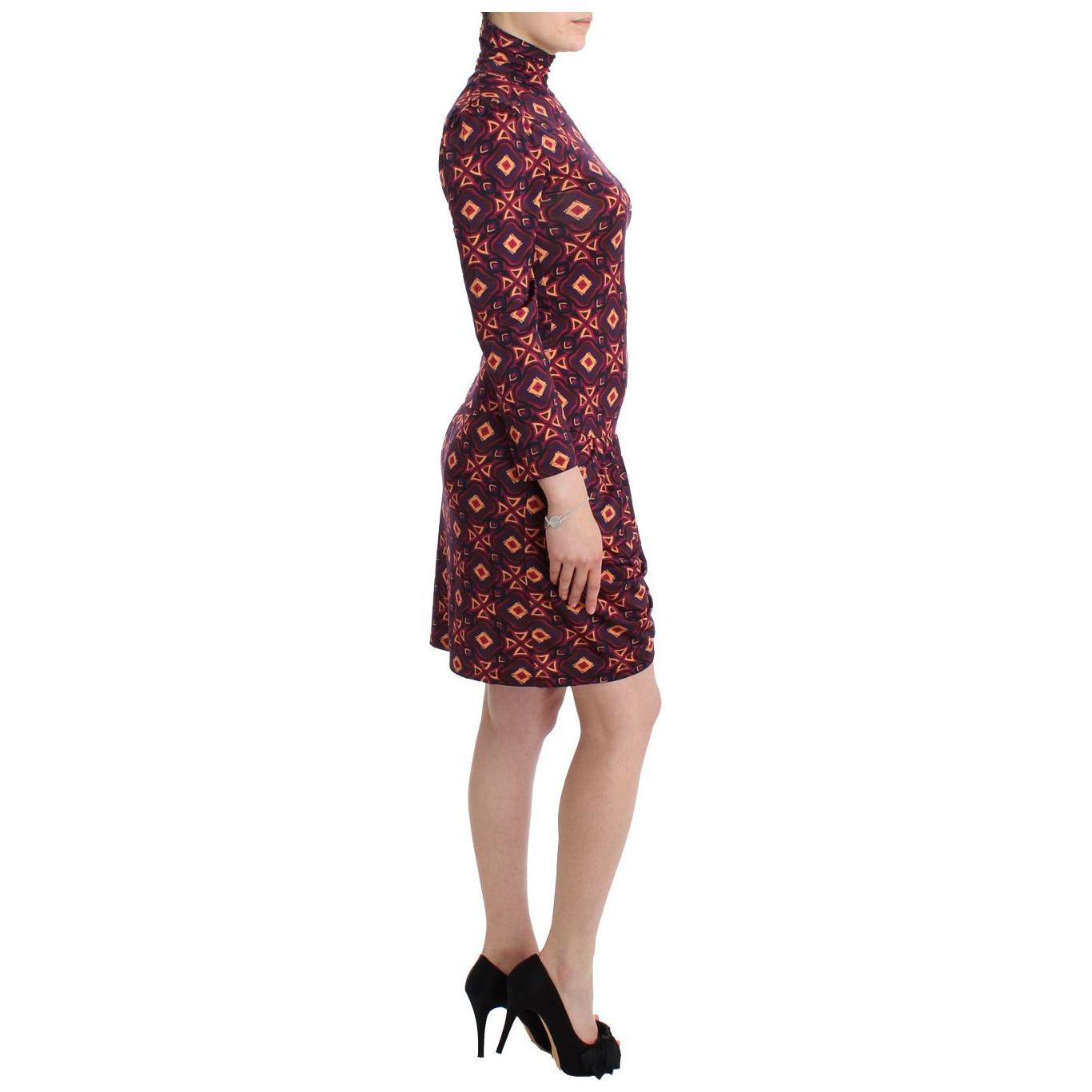 GF Ferre | Multicolor Longsleeved Turtleneck Viscose Dress | McRichard Designer Brands