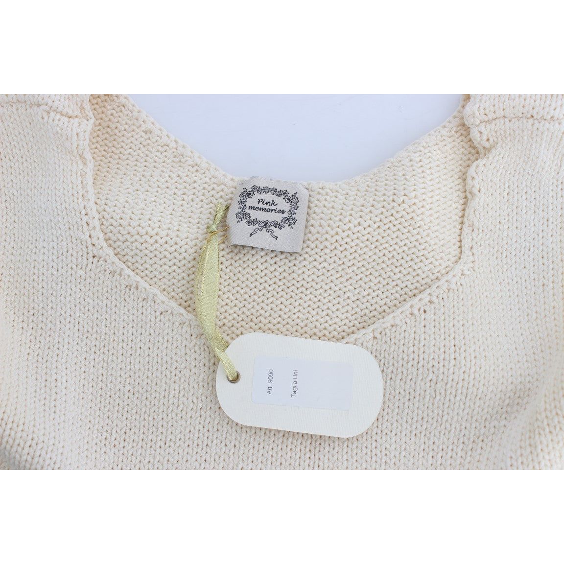 PINK MEMORIES | Beige Cotton Blend Knitted Sleeveless Sweater | McRichard Designer Brands