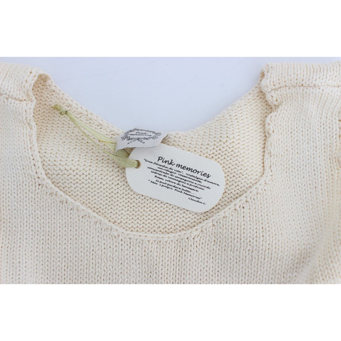 PINK MEMORIES | Beige Cotton Blend Knitted Sleeveless Sweater | McRichard Designer Brands