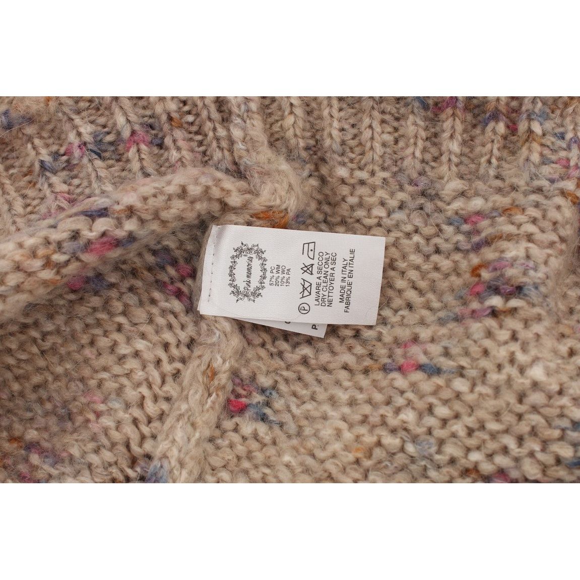 PINK MEMORIES | Beige Wool Blend Knitted Oversize Sweater | McRichard Designer Brands