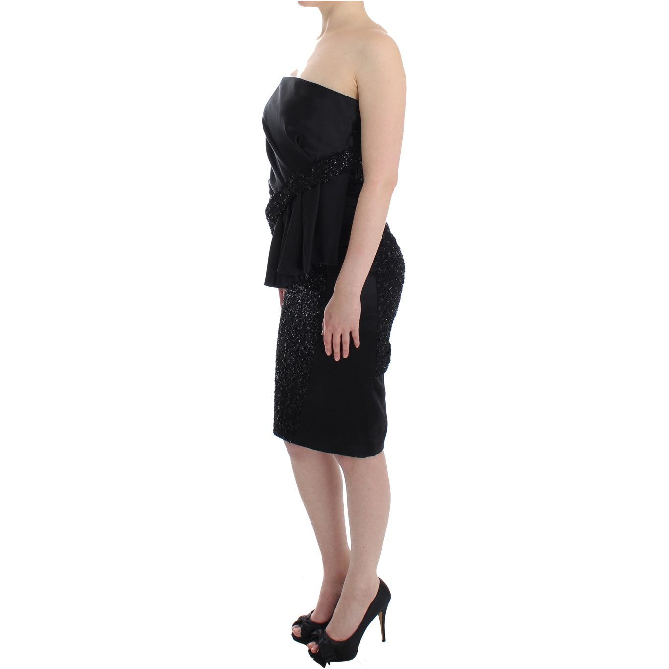 Masha Ma | Black Strapless Embellished Pencil Dress | McRichard Designer Brands