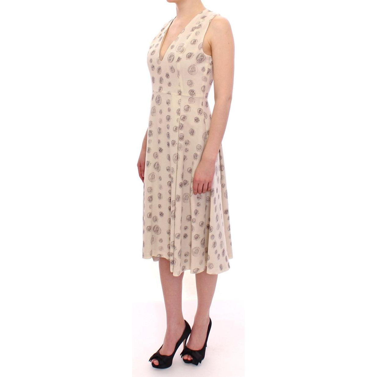 Andrea Incontri | White Printed Shift V-neck Sheath Dress | McRichard Designer Brands