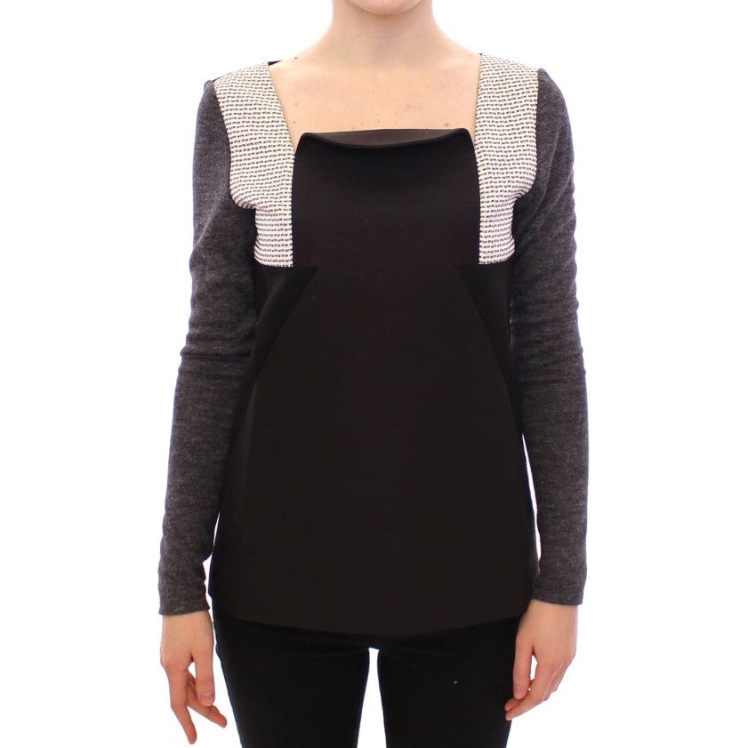 KAALE SUKTAE | Black Gray Longsleeve Pullover Sweater | McRichard Designer Brands