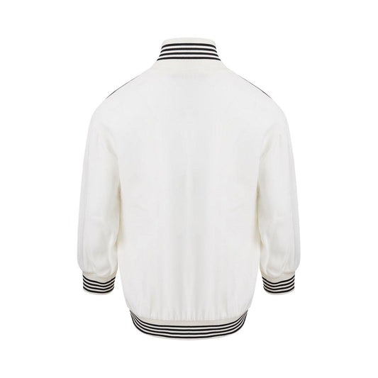 White Embroidered Zipped Sweatshirt