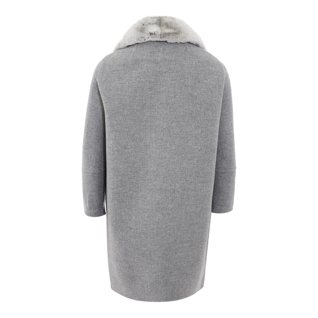 Herno | Grey Wool Coat with Fur Collar | McRichard Designer Brands