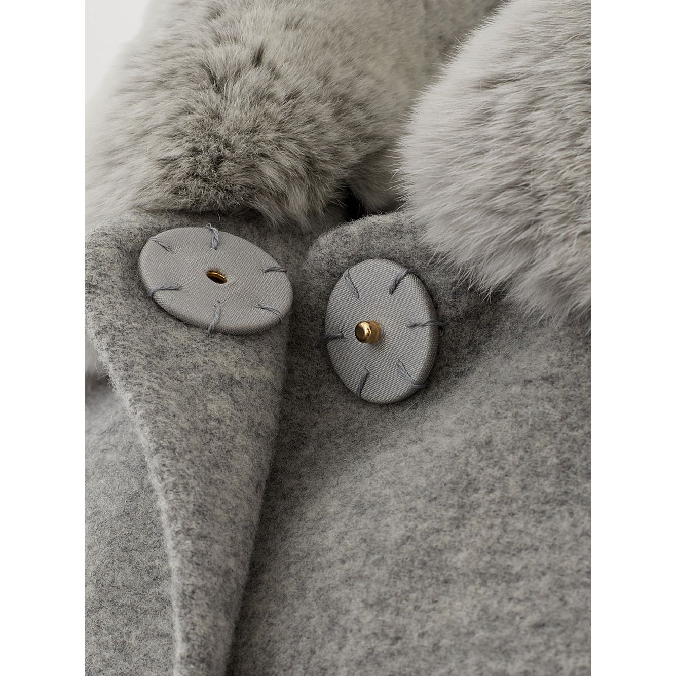 Herno | Grey Wool Coat with Fur Collar | McRichard Designer Brands