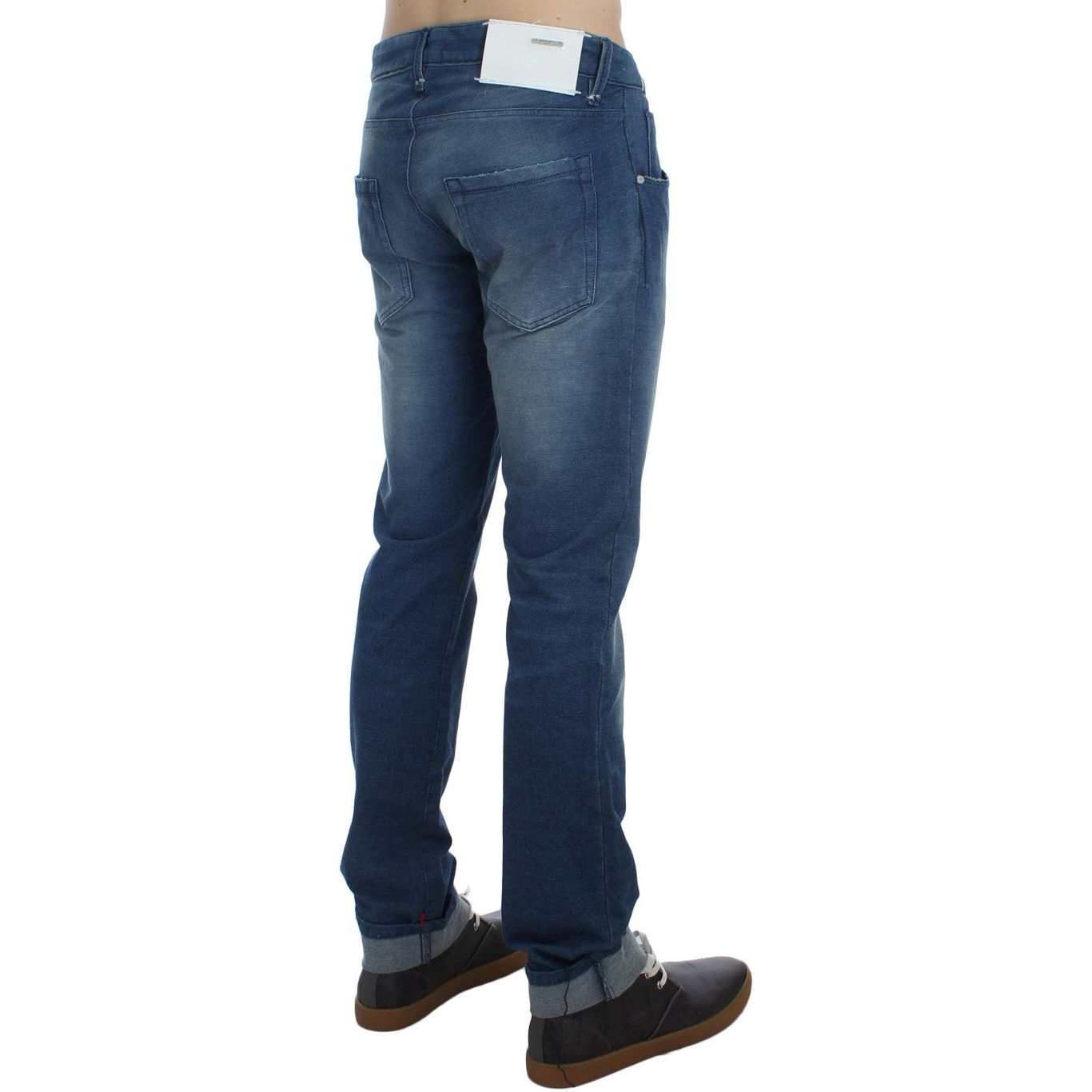 Acht | Blue Wash Denim Cotton Stretch Slim Fit Jeans | McRichard Designer Brands