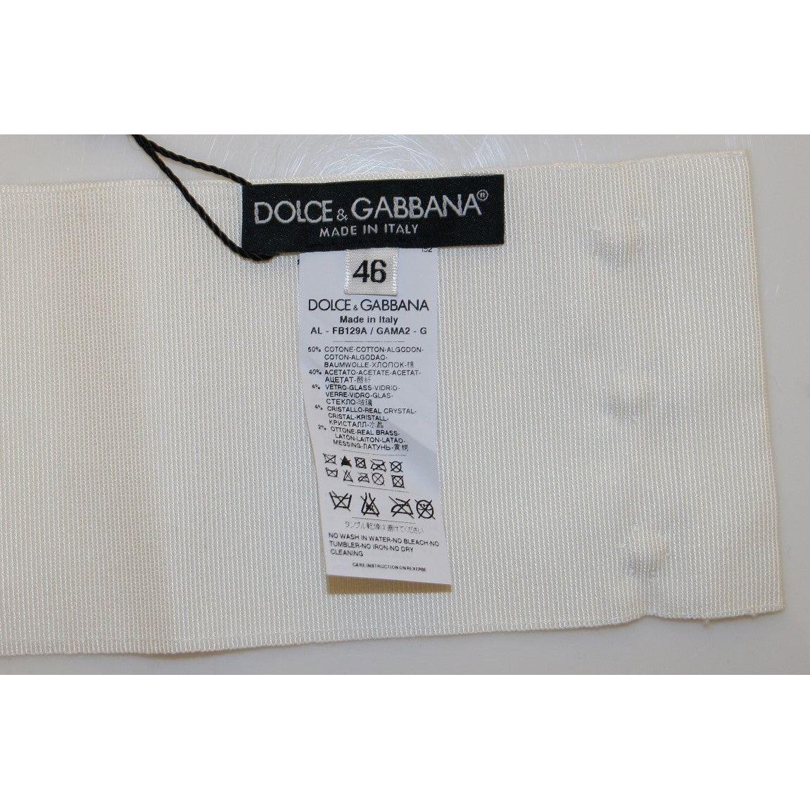 Dolce & Gabbana | White Crystal Brass Wide Waist Runway Belt | McRichard Designer Brands