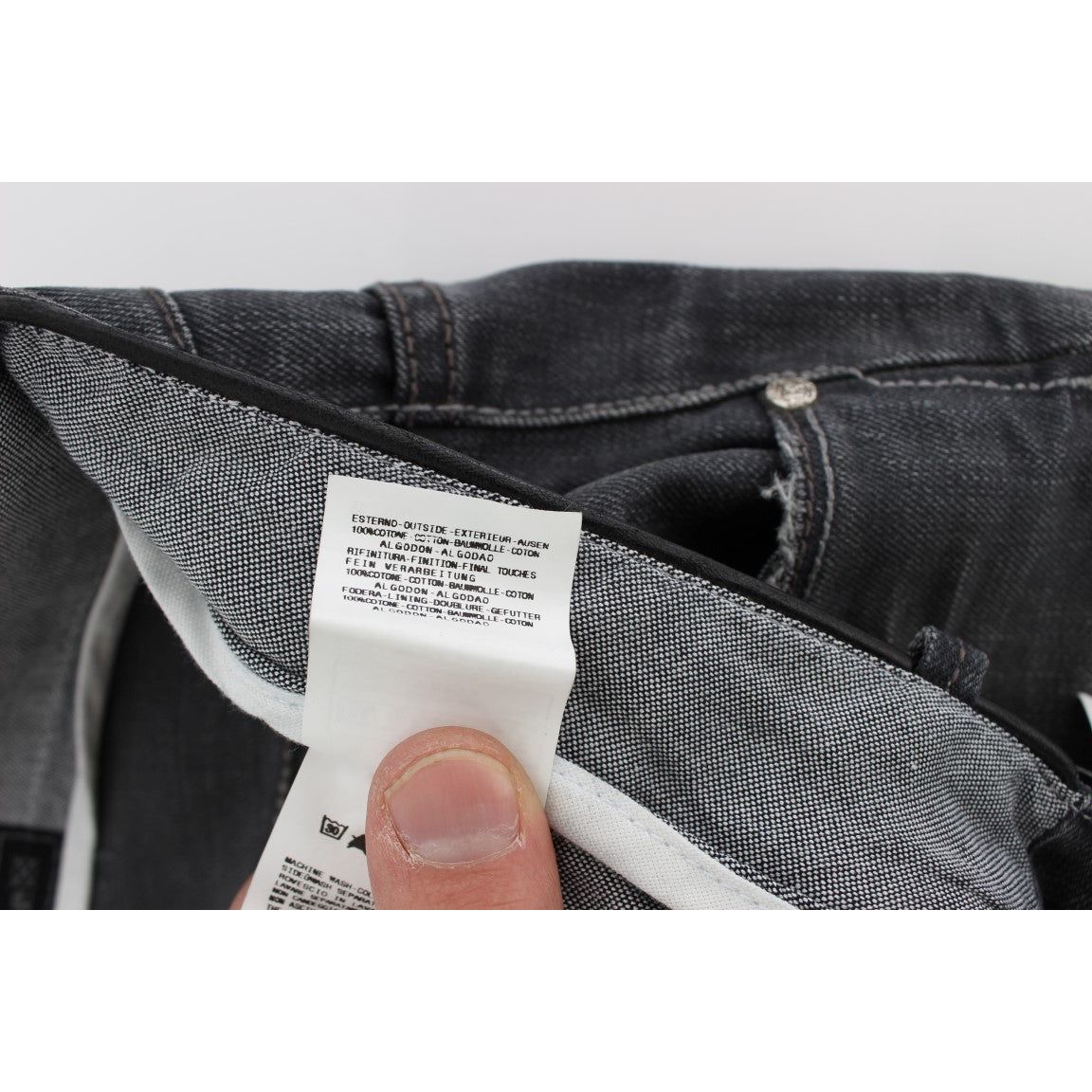 Acht | Gray Cotton Regular Low Fit Jeans | McRichard Designer Brands
