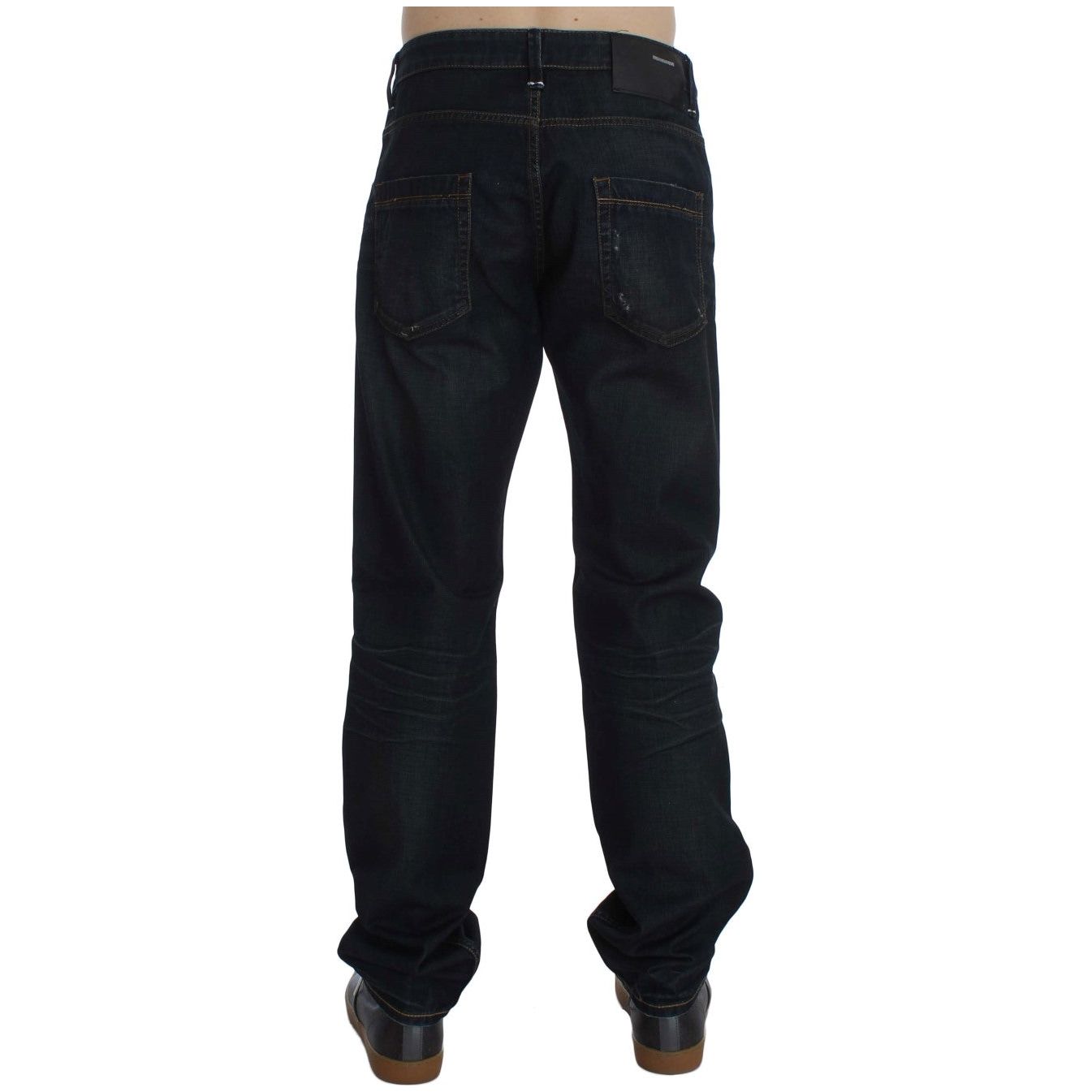Acht | Blue Wash Cotton Denim Straight Fit Jeans | McRichard Designer Brands