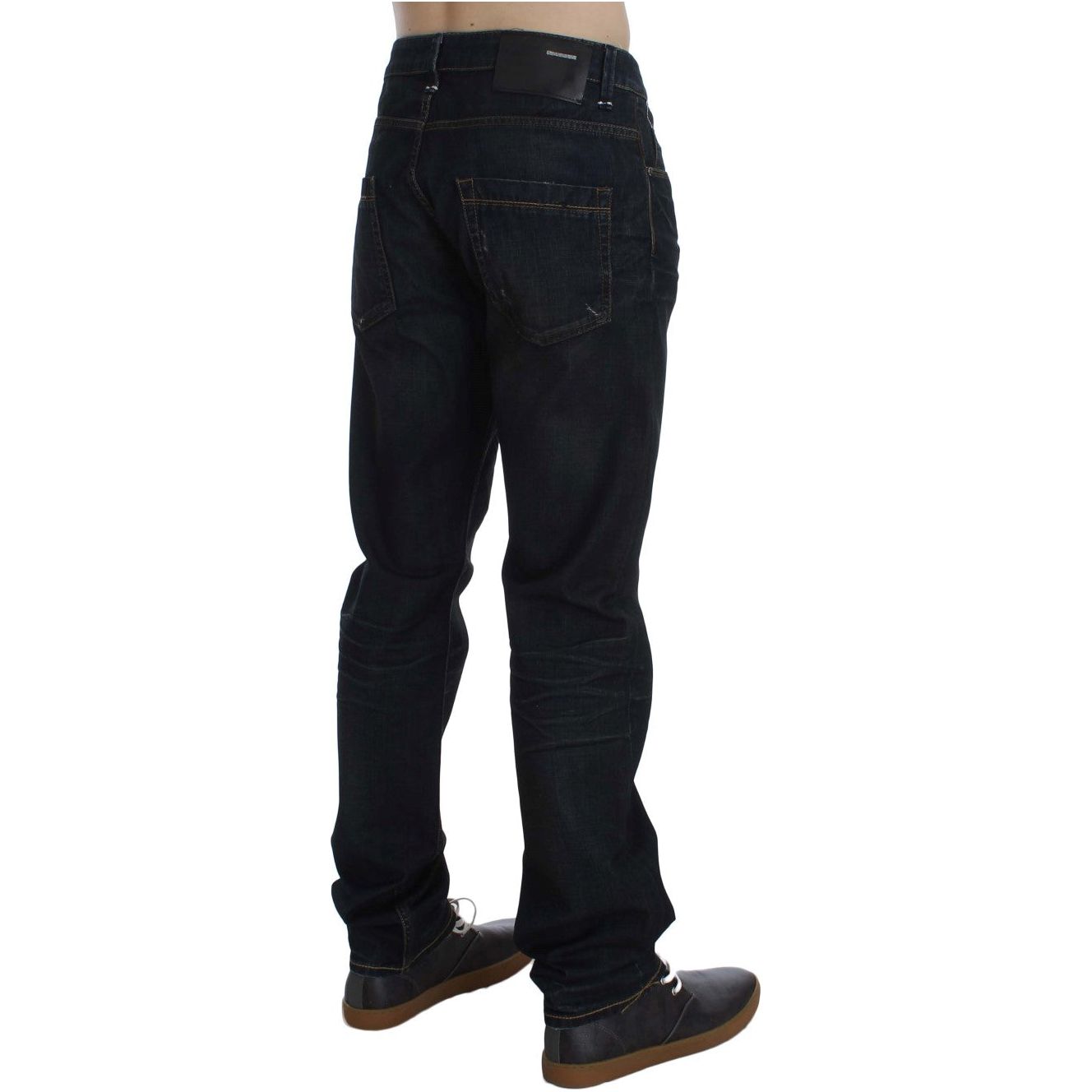 Acht | Blue Wash Cotton Denim Straight Fit Jeans | McRichard Designer Brands