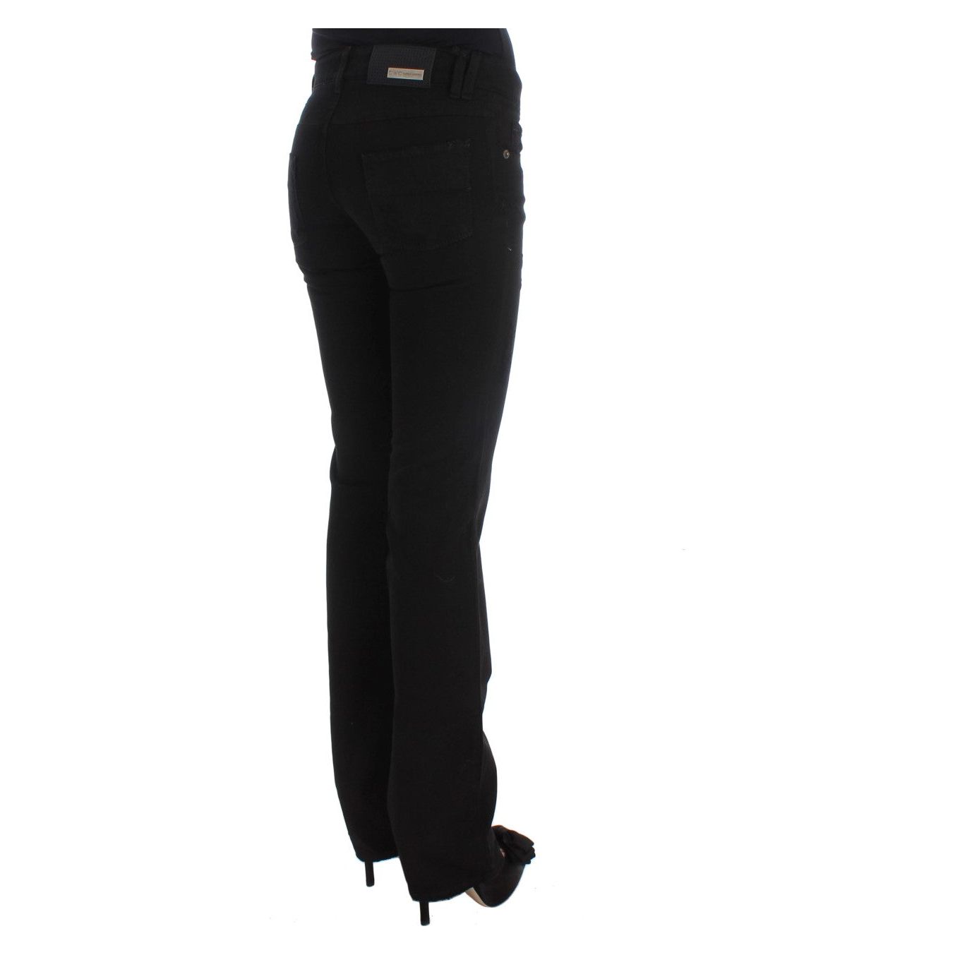 Costume National | Black Cotton Slim Fit Bootcut Jeans | McRichard Designer Brands
