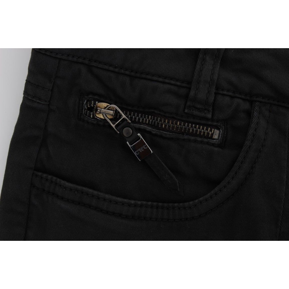 Costume National | Black Cotton Capri Cropped Denim Jeans | McRichard Designer Brands