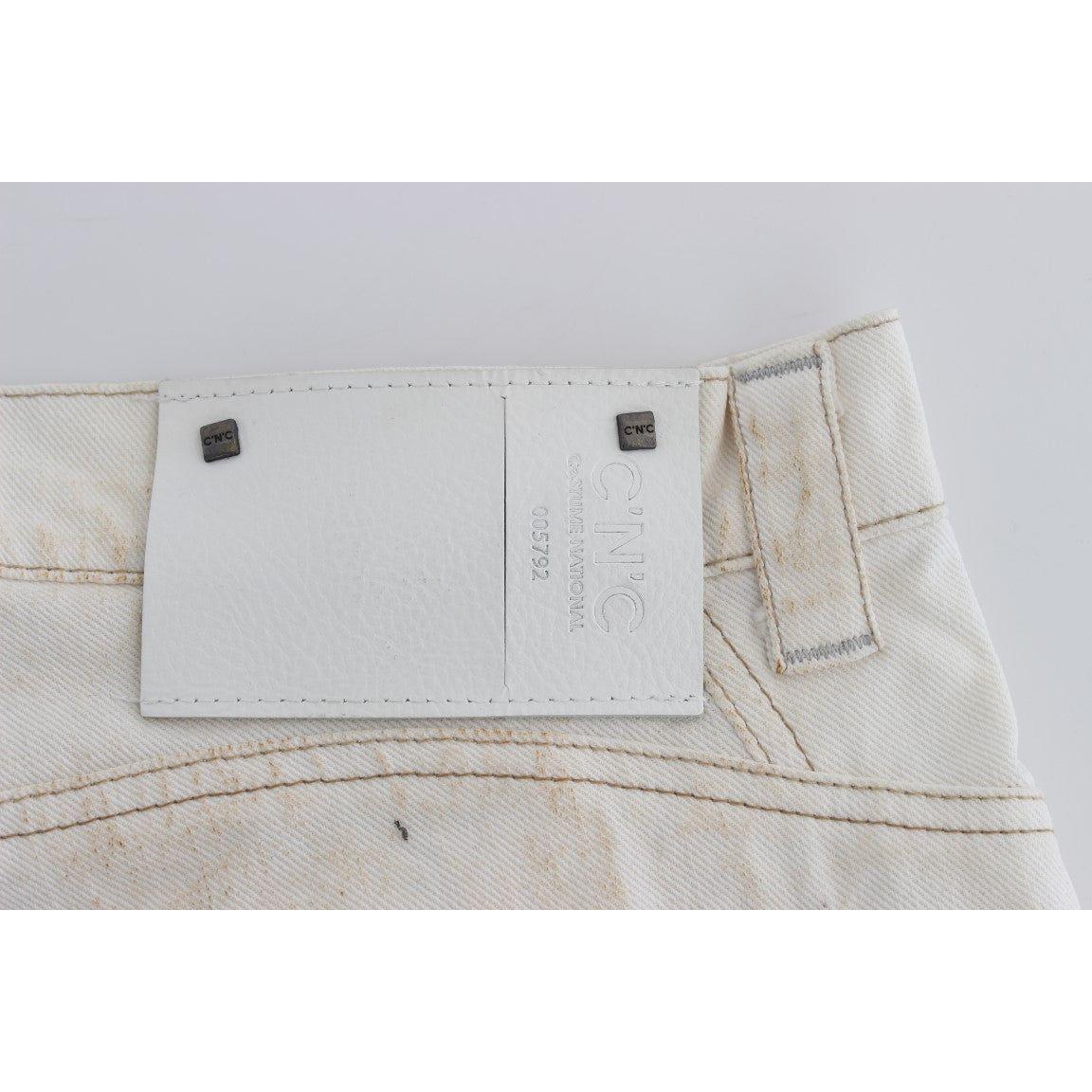 Costume National | White Cotton Slim Fit Bootcut Jeans | McRichard Designer Brands