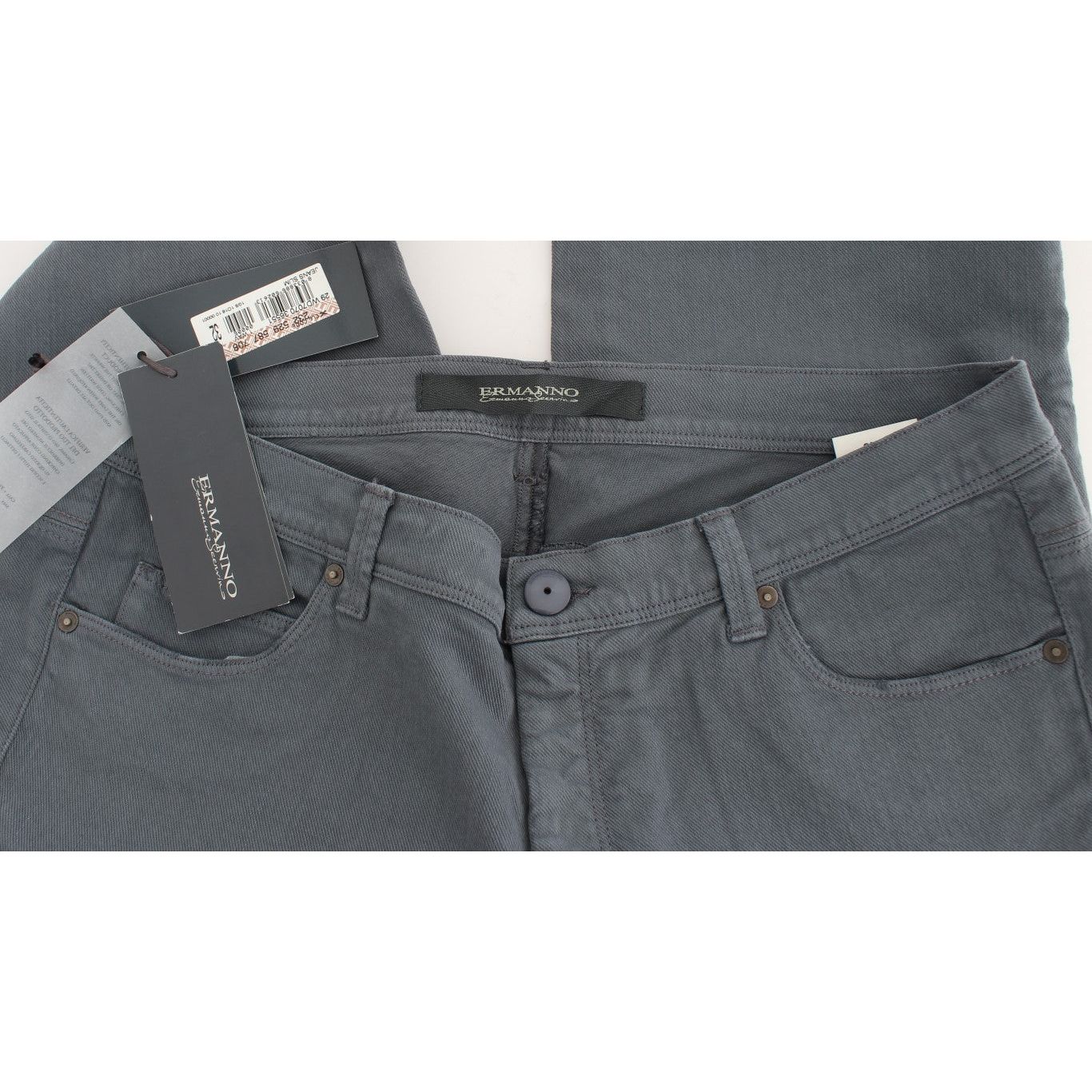 Ermanno Scervino | Blue Cotton Blend Slim Fit Bootcut Jeans | McRichard Designer Brands