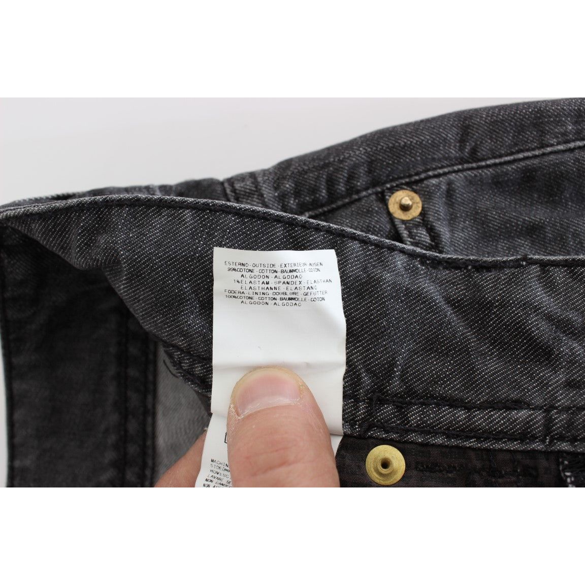 John Galliano | Gray Wash Cotton Torn Straight Fit Jeans | McRichard Designer Brands