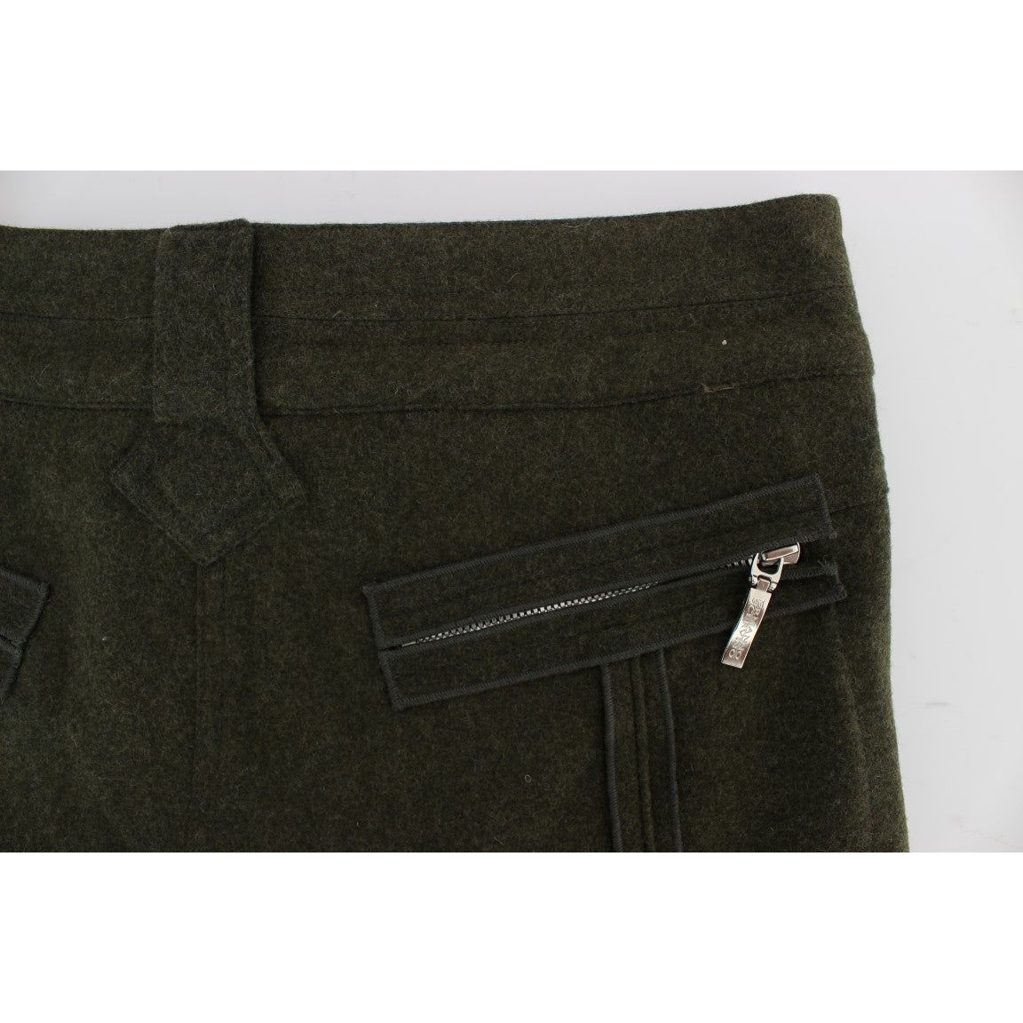 Ermanno Scervino | Green Wool Blend Loose Fit Cargo Pants | McRichard Designer Brands