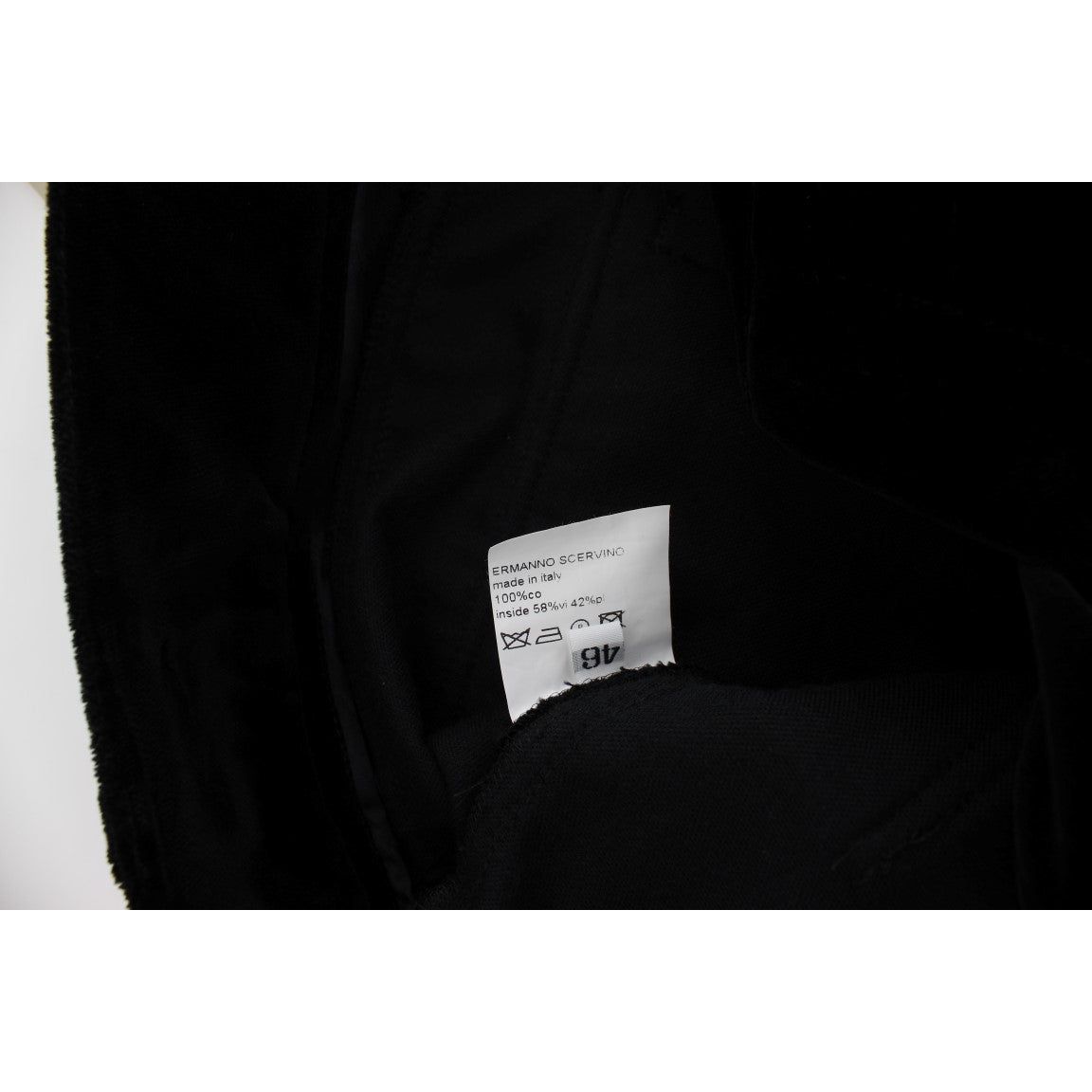 Ermanno Scervino | Black Velvet Cotton Straight Legs Pants | McRichard Designer Brands