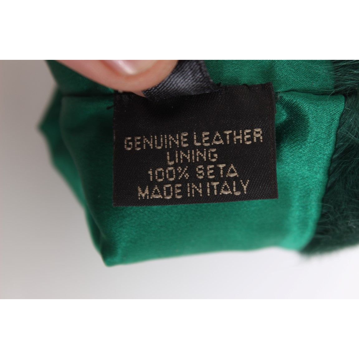 Dolce & Gabbana | Green Leather Xiangao Fur Elbow Gloves | McRichard Designer Brands