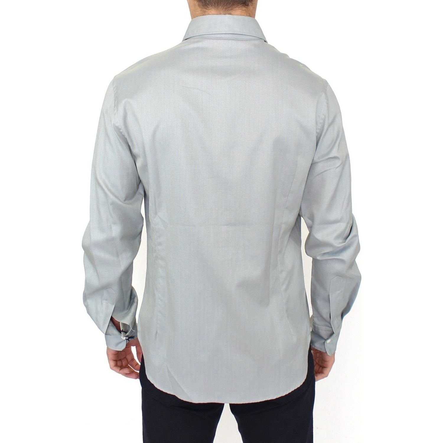 Ermanno Scervino | Gray Cotton Long Sleeve Casual Shirt Top | McRichard Designer Brands