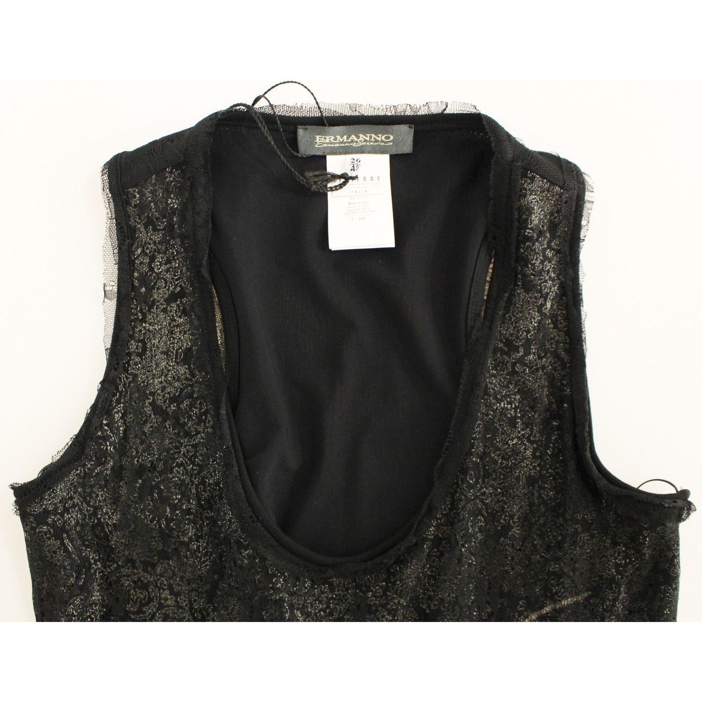 Ermanno Scervino | Black Lace Lined Stretch Mini Dress | McRichard Designer Brands