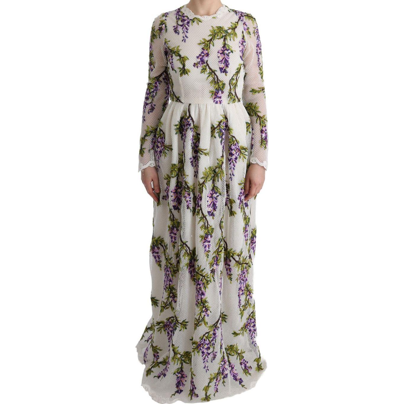 Dolce & Gabbana | White Floral Embroidered Maxi Dress | McRichard Designer Brands