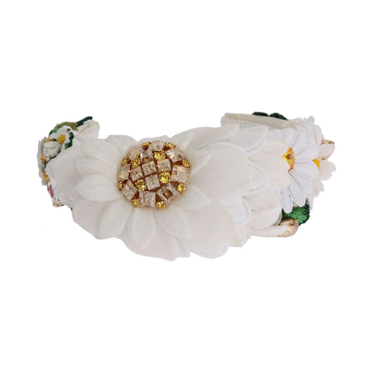 Dolce & Gabbana | Yellow White Sunflower Crystal Headband | McRichard Designer Brands