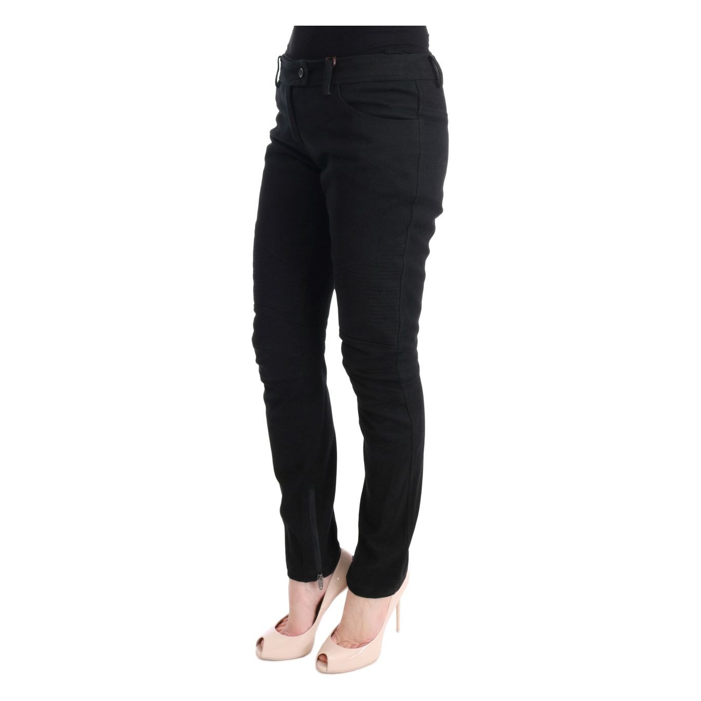 Ermanno Scervino | Black Cotton Slim Fit Casual Pants | McRichard Designer Brands