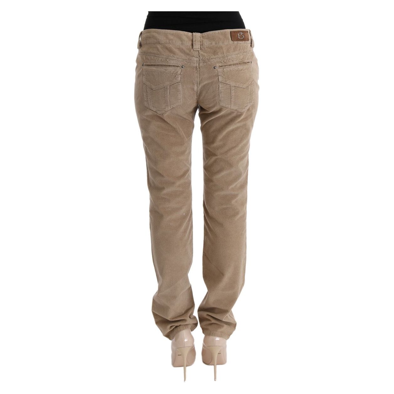 Ermanno Scervino | Beige Cotton Velvet Regular Fit Pants | McRichard Designer Brands