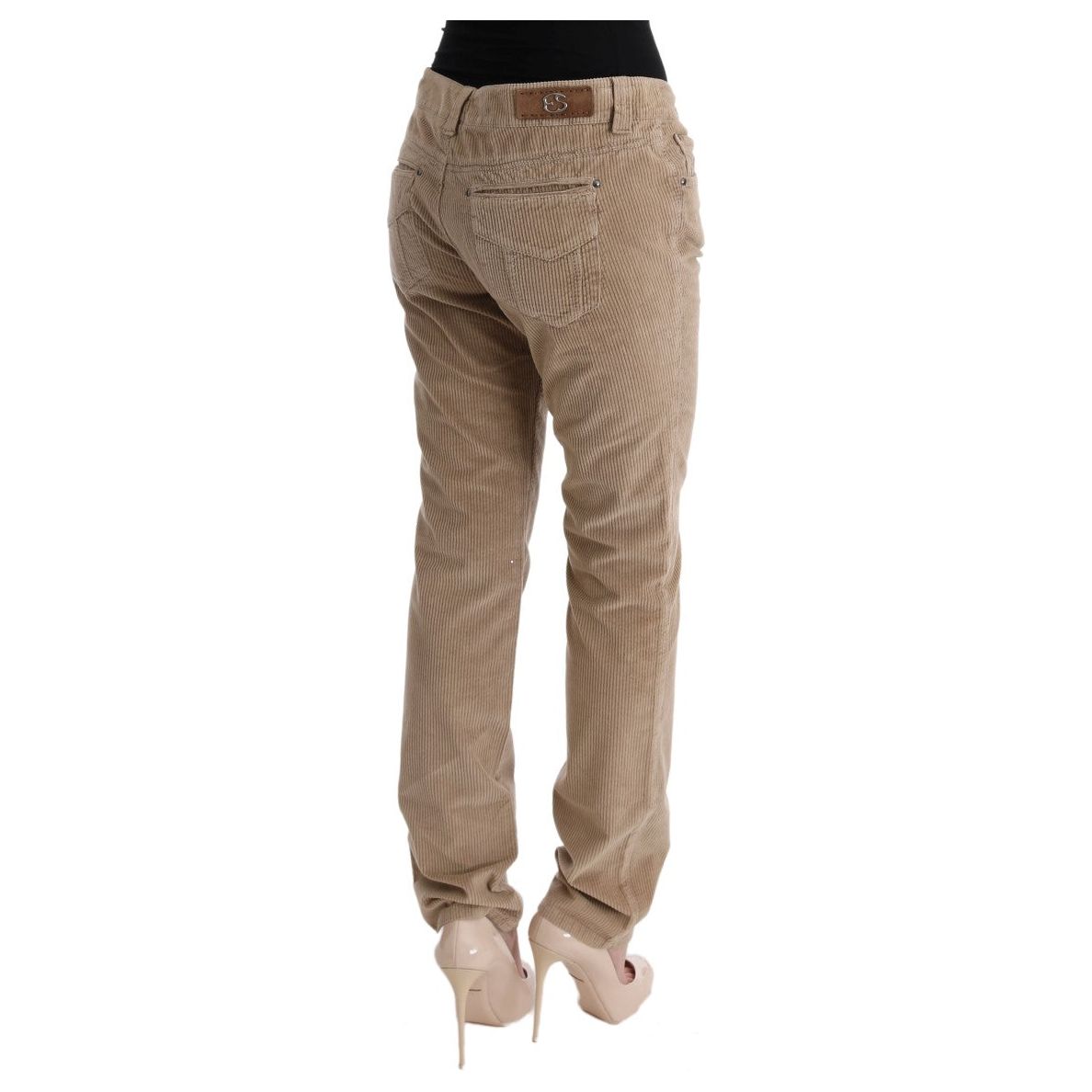 Ermanno Scervino | Beige Cotton Velvet Regular Fit Pants | McRichard Designer Brands