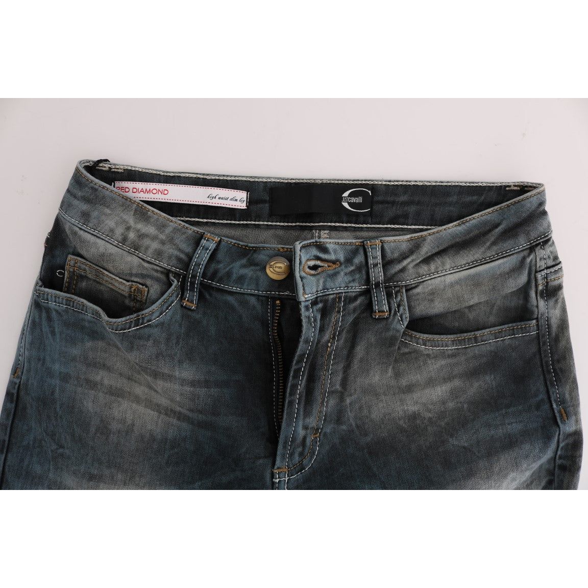 Cavalli | Blue Wash Cotton Blend Slim Fit Jeans | McRichard Designer Brands