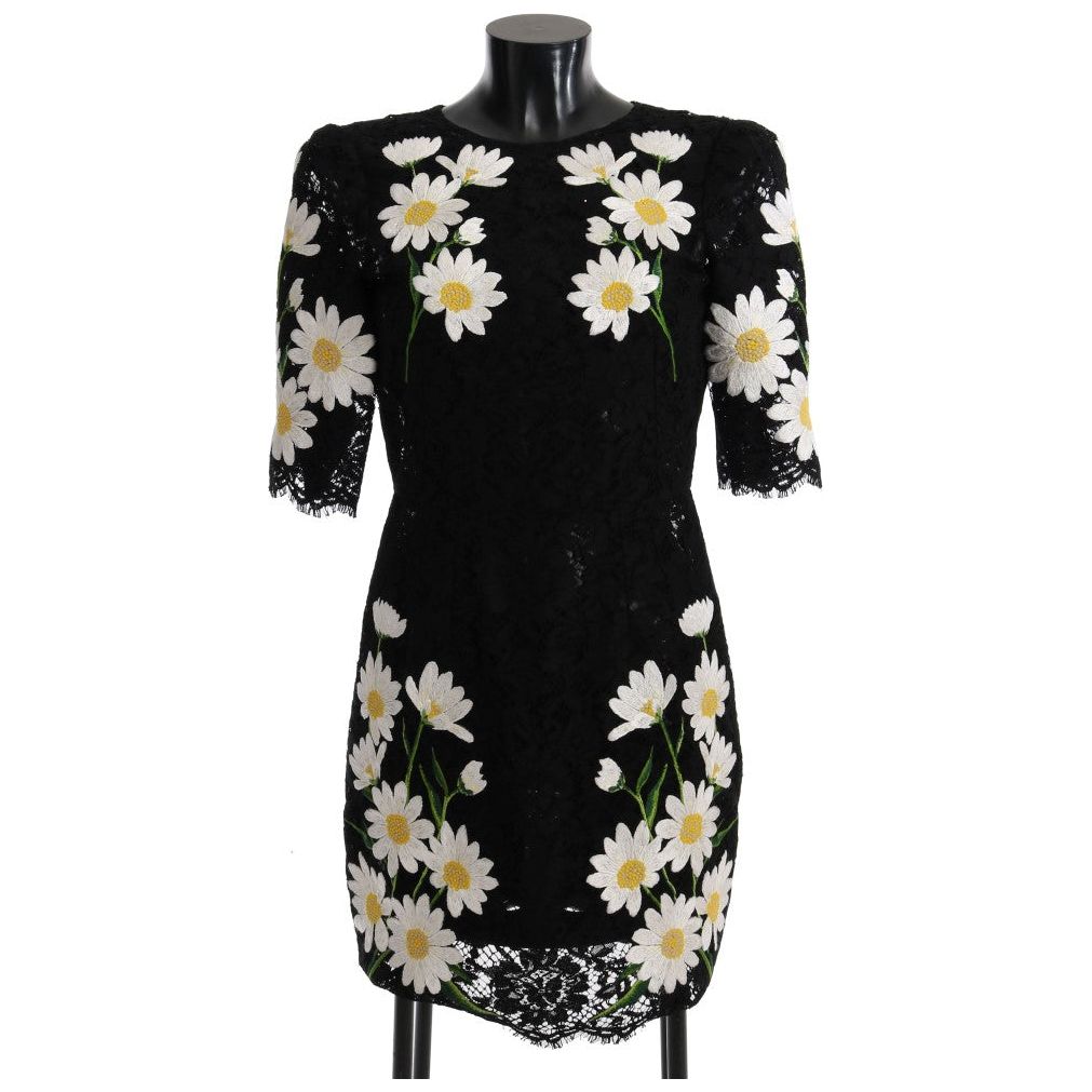 Dolce & Gabbana | Black Floral Lace Chamomile Sicily Dress | McRichard Designer Brands