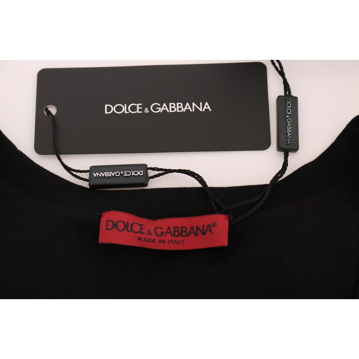 Dolce & Gabbana | Black Cotton Floral Crystal Tank Top | McRichard Designer Brands