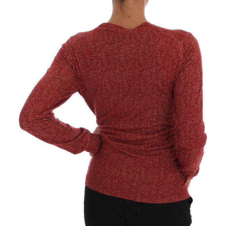 Dolce & Gabbana | Red Wool Top Cardigan Sweater | McRichard Designer Brands