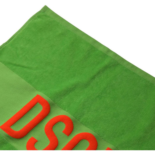 Dsquared² | Green Logo Print Cotton Soft Unisex Beach Towel | McRichard Designer Brands