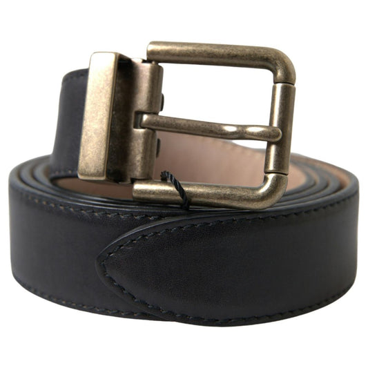 Dolce & Gabbana | Black Leather Antique Metal Buckle Belt | McRichard Designer Brands