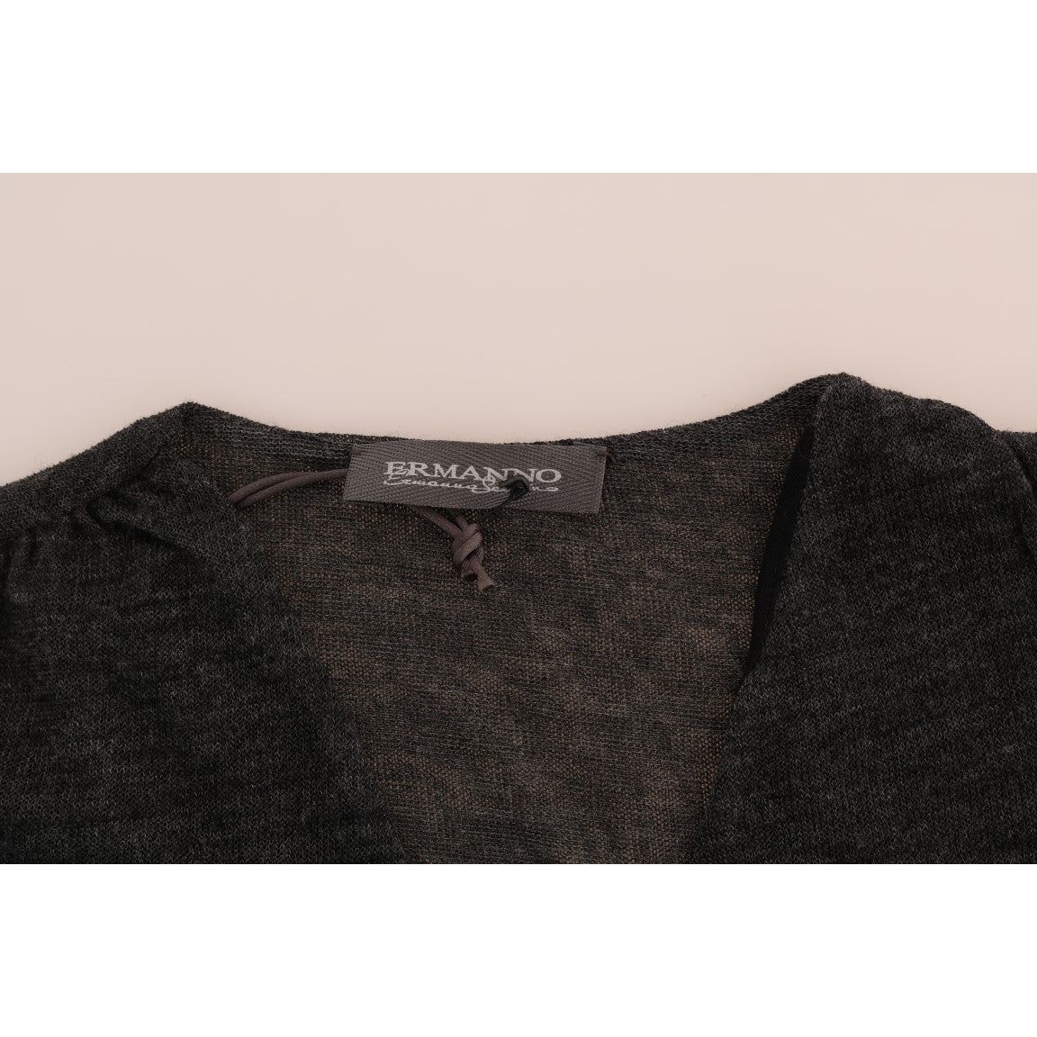 Ermanno Scervino | Gray Wool Lace Top Long Sleeved T-shirt | McRichard Designer Brands