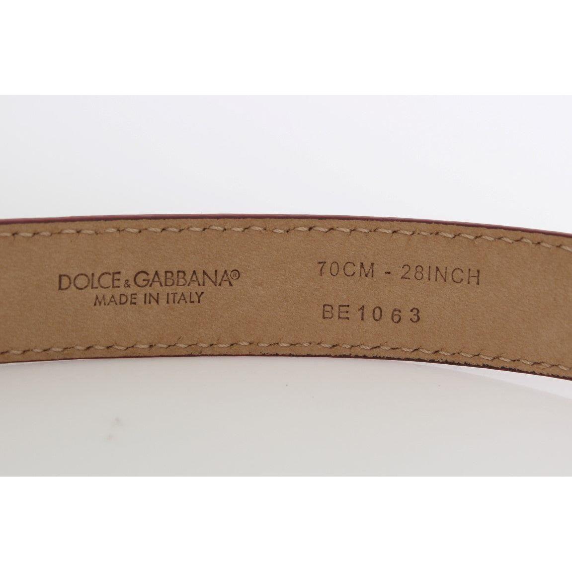 Dolce & Gabbana | Pink Polka Snakeskin Silver Buckle Belt | McRichard Designer Brands