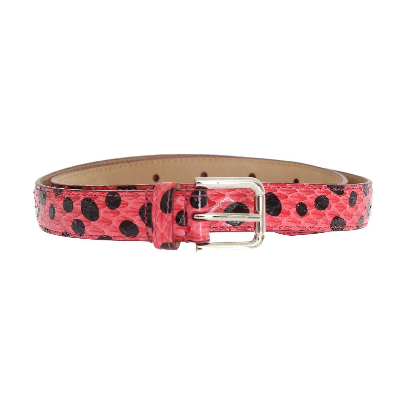 Dolce & Gabbana | Pink Polka Snakeskin Silver Buckle Belt | McRichard Designer Brands